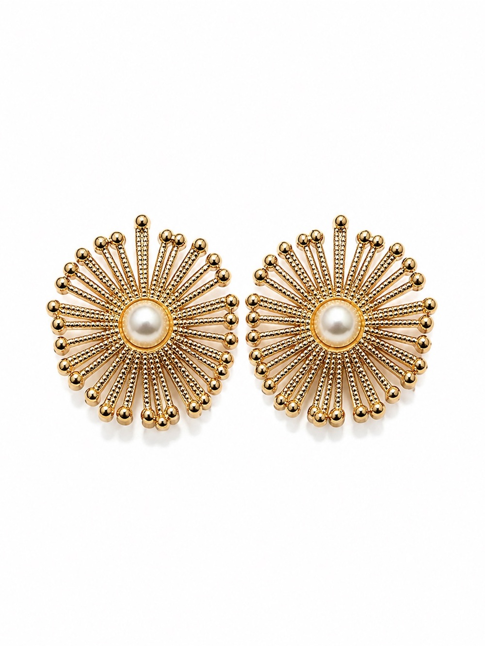 Sunburst Gold Pearl Earrings NWT